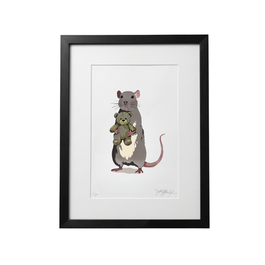 Rotte og teddy - print på kunstpapir